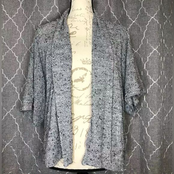 Abercrombie & Fitch Women's Gray Speckled Short Sleeve Dolman Open Cardigan - Picture 1 of 6